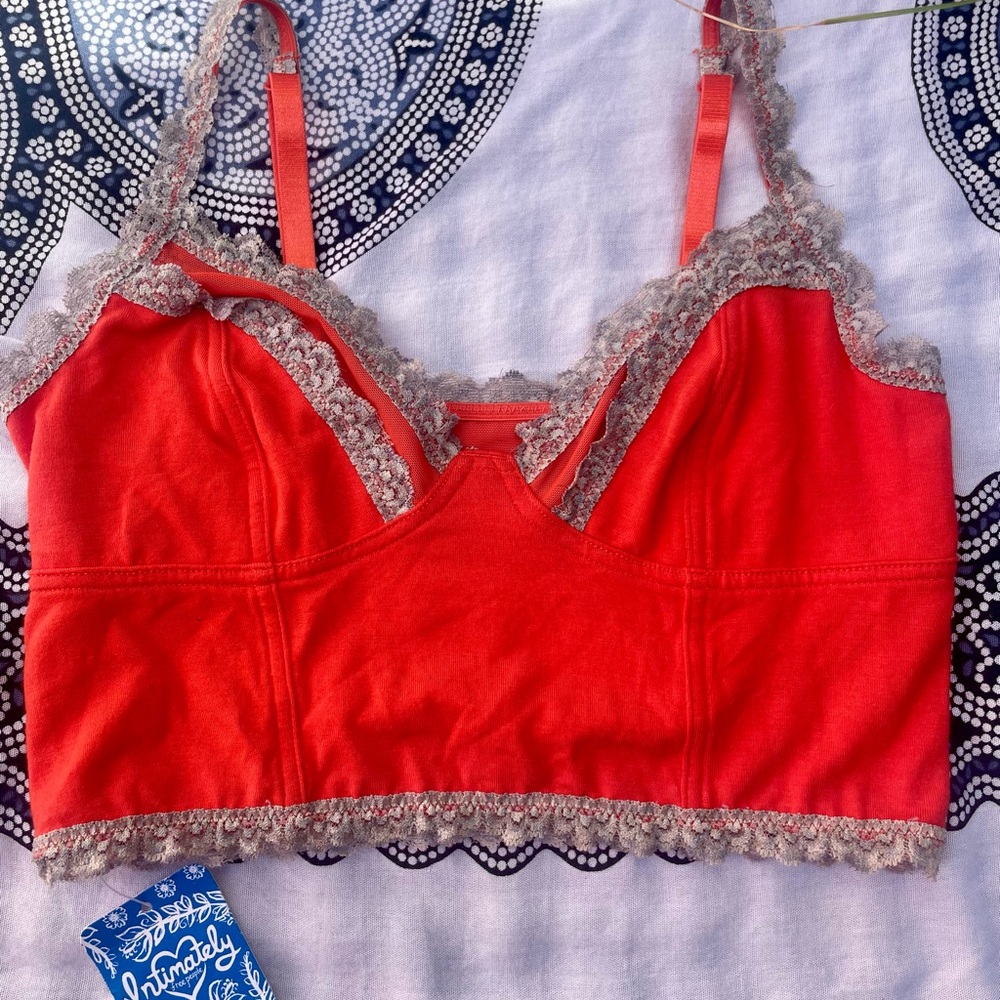 Free People Intimately Lace Cami NWT Size XSmall Orange Red